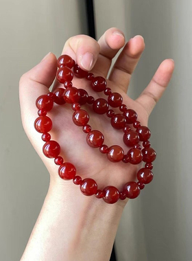 赵露思许研同款红玛瑙双圈手链女