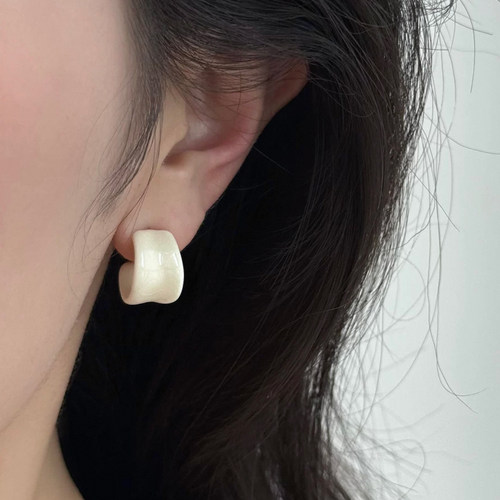 原创设计珐琅小耳圈女多色小众耳饰简约高级气质百搭925银针耳钉 - 图2