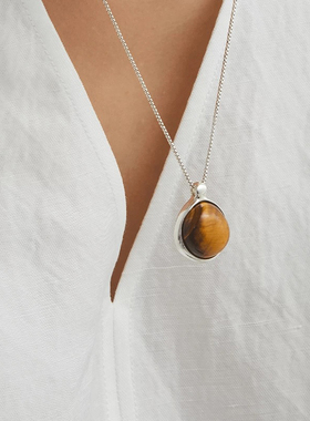 2025爆款虎眼石吊坠项链女