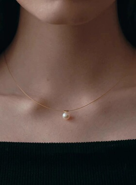 赵露思同款浮月珍珠项链女