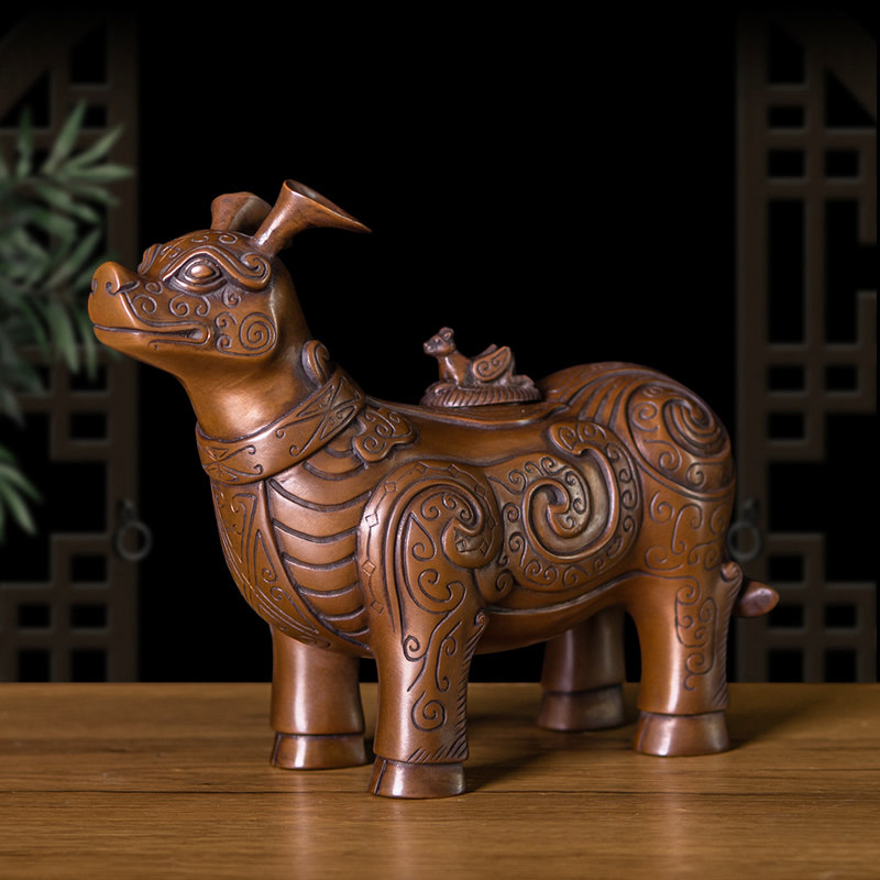 羊觥羊尊仿古青铜器中式摆件客厅家居办公室桌面青铜鼎装饰工艺品,淘宝优惠券,粉丝福利购,淘宝优惠卷