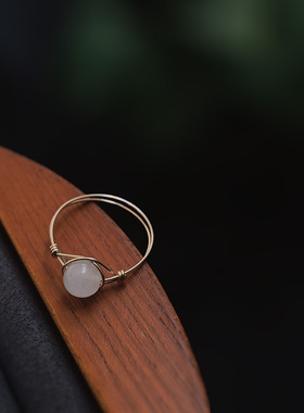 天然和田玉14k金戒指个性简约