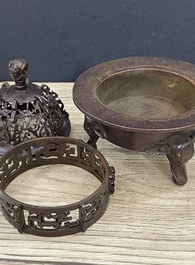 复古香炉仿古收藏家用器海兽古玩双龙双耳室内薰炉摆件茶道摆设