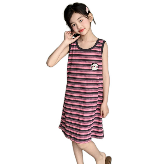 Summer casual long vest and nightgown for girls air-conditioned clothing