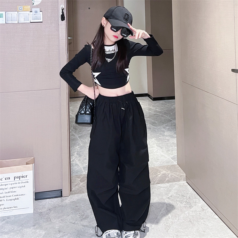 2025新款女童t恤长袖洋气时髦短款露脐炸街舞上衣儿童打底衫修身,淘宝优惠券,粉丝福利购,淘宝优惠卷