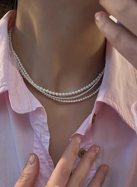 baby小米珠珍珠项链2025新款爆款颈链轻奢叠戴澳白小米粒2mm极细