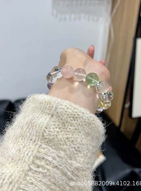 天然多宝水晶手链海蓝巴