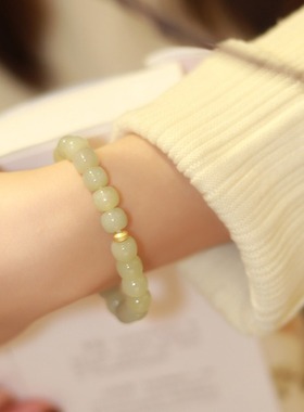 为晚绿野仙踪冰底晴水和田玉手串女民族风简约设计手链送闺蜜女友