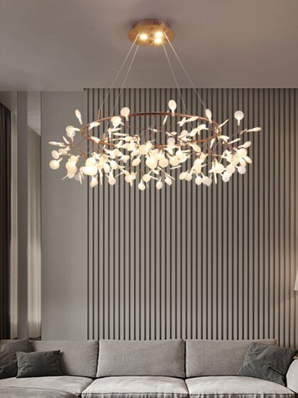 Nordic post-modern light luxury chandelier simple bedroom dining room living room personalized creative internet celebrity firefly led lamps