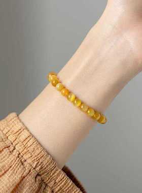 猫眼虎晴石黄色招财手串天然金