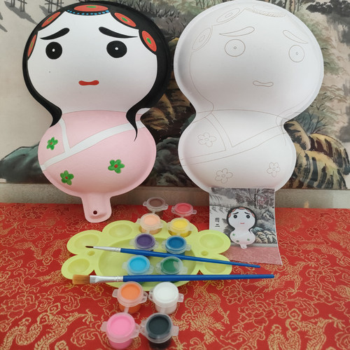 大小号 免勾线空白葫芦 马勺脸谱 手工填色涂色材料包 - 图0