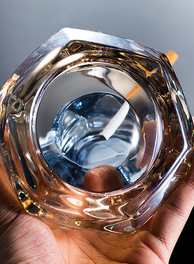 彩色玻璃烟灰缸水晶烟灰缸 摆件家居办公室KTV精致时尚酒店烟灰盅