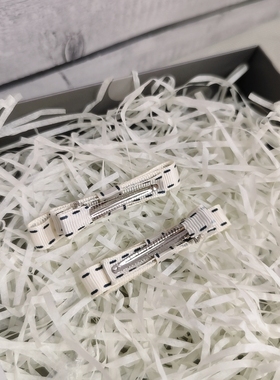 复古奶油黄条纹蝴蝶结对夹百搭