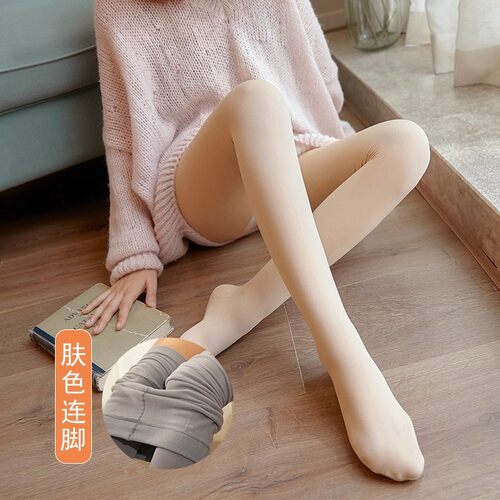 厚黑美学80d天鹅绒连裤袜高个子加长白丝打底裤女JK秋冬款瘦腿袜 - 图0