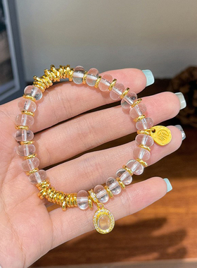 新中式复古时尚精致气质百搭白水晶盘缠串珠手链轻奢高级感手饰女