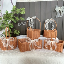 Insert flower basket plastic vines with main wind fruit Gift gift gift box pure handicraft woven basket