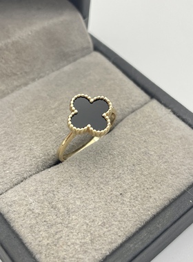 14k纯金AU585黑玛瑙戒指孤品重量2.01克 14号标准码不能调节