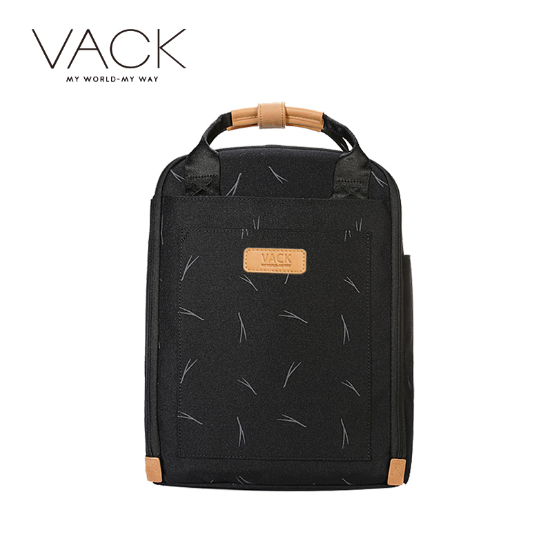 VACK简约双肩包女学院风书包时尚防水印花旅行牛津纺14寸电脑背包 - 图0