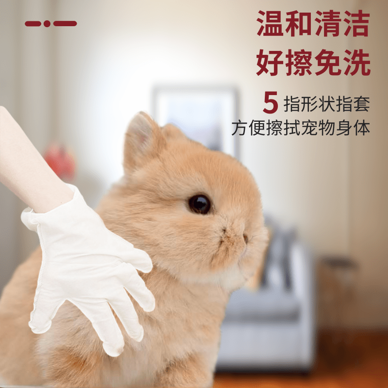 宠物兔子专用免洗一次性手套抑菌除臭兔兔龙猫干洗澡清洁湿巾用品,淘宝优惠券,粉丝福利购,淘宝优惠卷