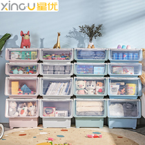 Staruber front open childrens toy containing box finishing box transparent clamshell snacking drawer containing cabinet storage box