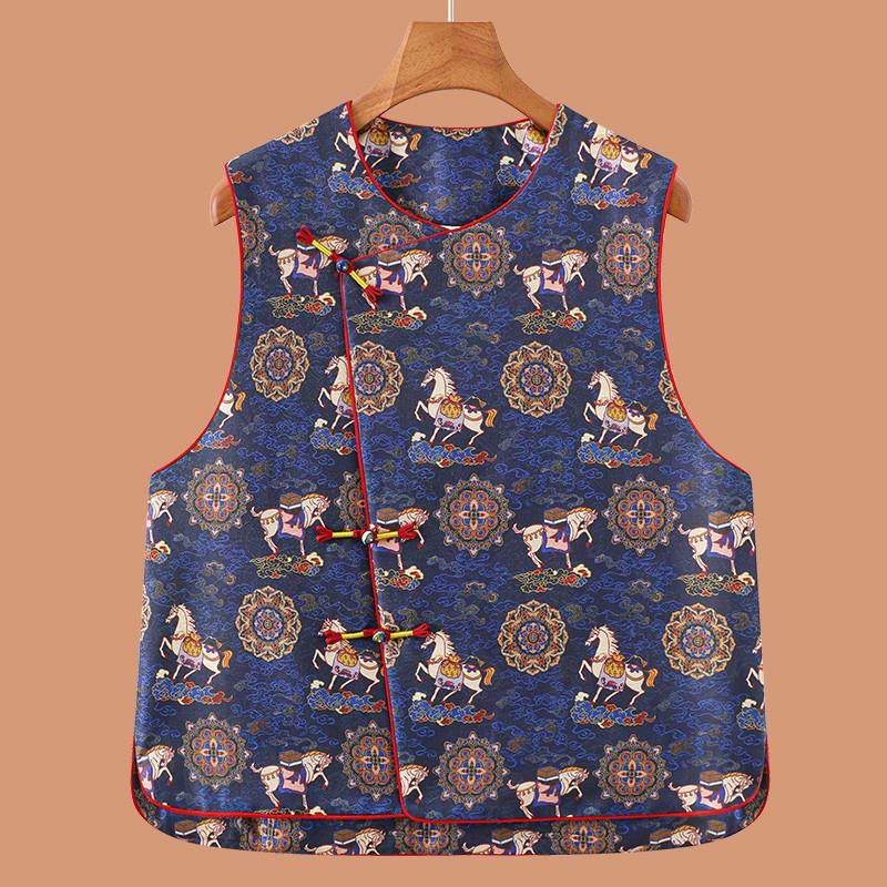 红色新中式妈妈装马甲外套中老年奶奶装印花国风坎肩,淘宝优惠券,粉丝福利购,淘宝优惠卷