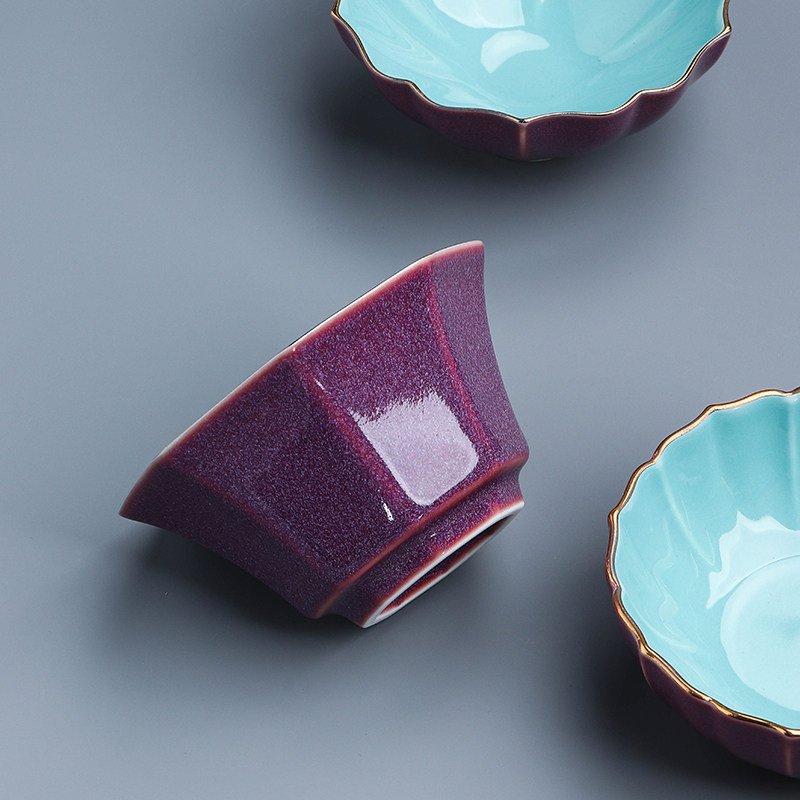 钧窑紫韵东方品茗杯仿古窑个性陶瓷茶杯家用个人主人杯茶盏单杯子