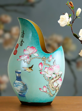 手工陶瓷花瓶现代简约家居玄关客厅电视柜L博古架装饰中式工艺摆