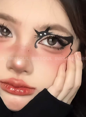 INKSOUL 万圣节脸部装饰纹身贴甜酷猫女吸血鬼血泪眼妆贴新手免化