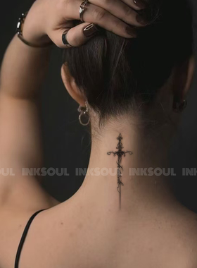 INKSOUL 欧美风潮流草本系列十字架太阳莲花纹身贴纸ins男女同款