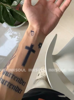 INKSOUL天然信条欧美十字架纹身
