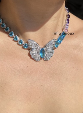 原创设计辣妹y2k蝴蝶蓝紫色