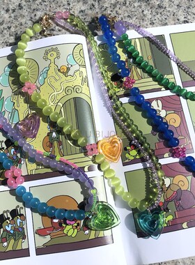 原创小众设计玉石Y2K紫色项链