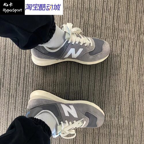 New Balance NB 574 复古 低帮运动跑步鞋 男女同款灰白色U574WR2 - 图1