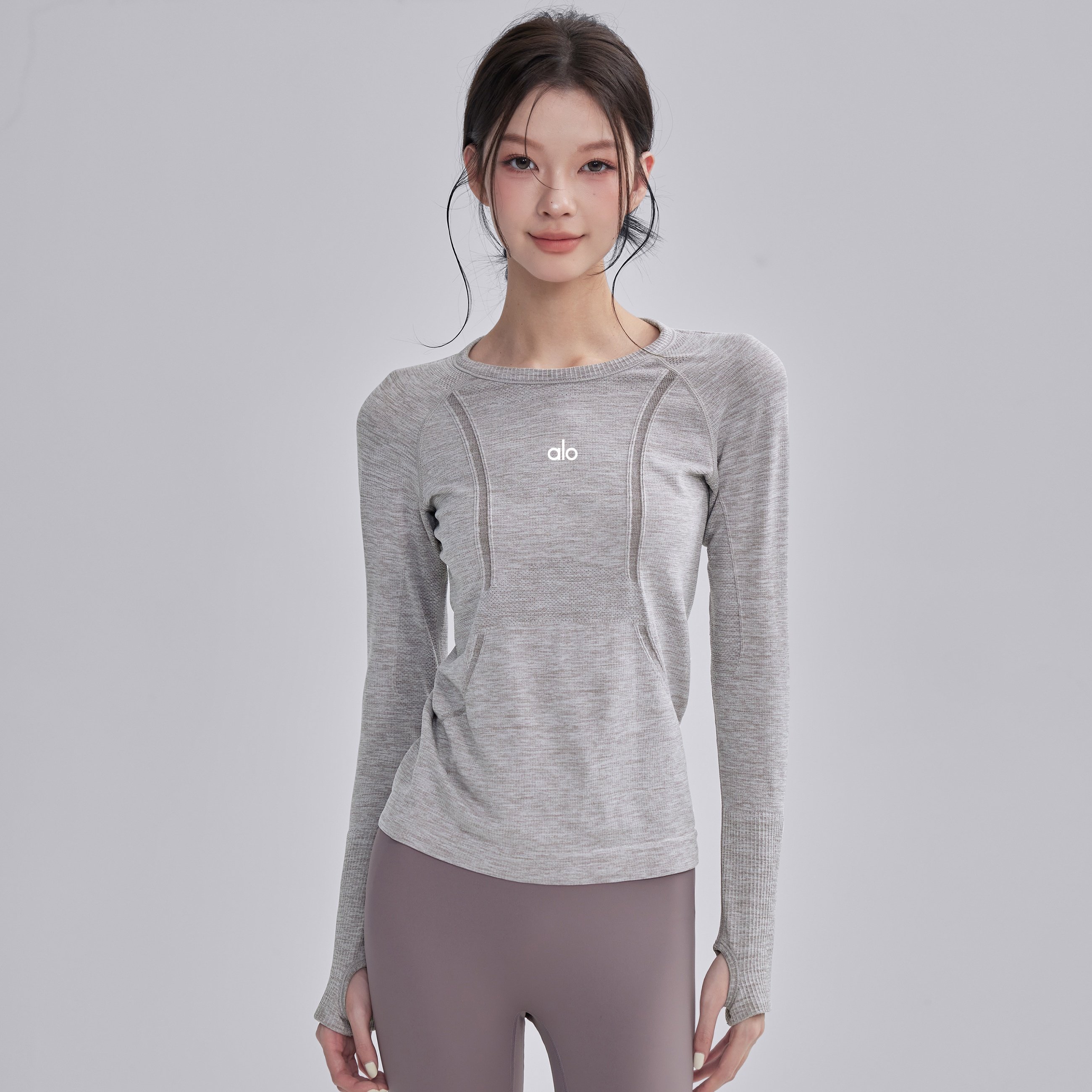 AIo秋季圆领紧身健身衣运动上衣女跑步t恤普拉提训练瑜伽服长袖,淘宝优惠券,粉丝福利购,淘宝优惠卷