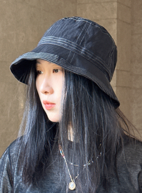 日系纯棉透气夏季布帽复古户外文艺简约遮阳帽渔夫帽防晒女黄色