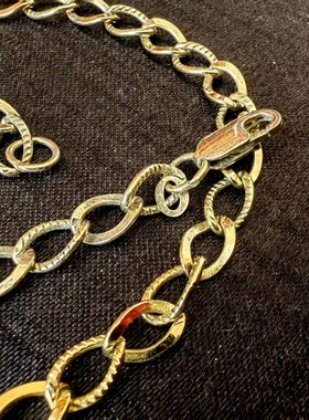 意大利进口中古品牌百搭925纯银镀金手作吊坠项链西洋银器古着