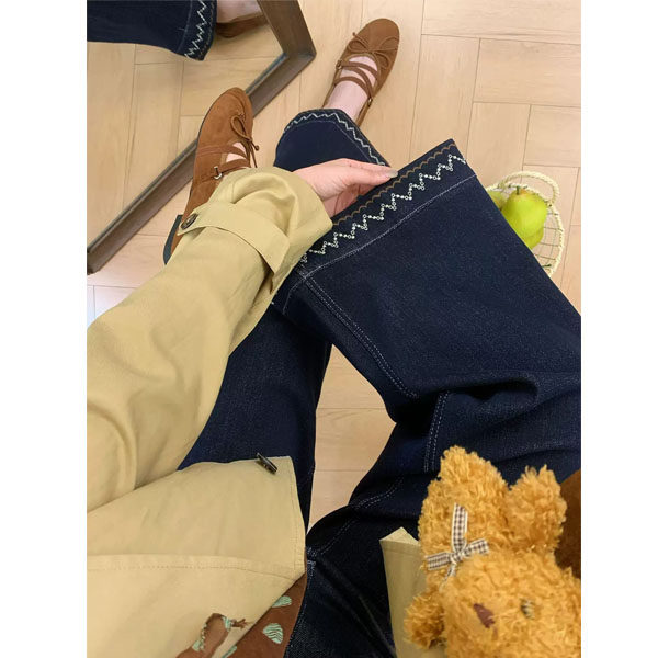 加绒深蓝色直筒牛仔裤女冬季加厚胖mm大码显瘦梨形身材宽松阔腿裤,淘宝优惠券,粉丝福利购,淘宝优惠卷