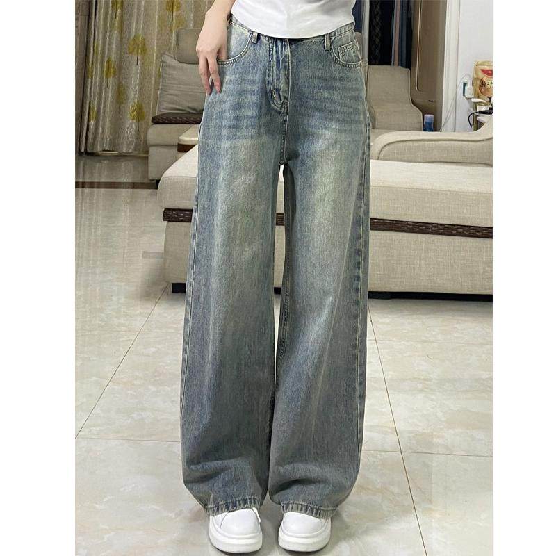复古做旧直筒牛仔裤女春季新款胖mm小个子梨形身材显瘦窄版阔腿裤,淘宝优惠券,粉丝福利购,淘宝优惠卷