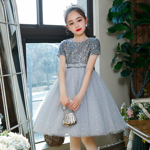 儿童礼服公主裙毕业六一演出服女童钢琴花童主持人蓬蓬纱裙中大童 - 图1