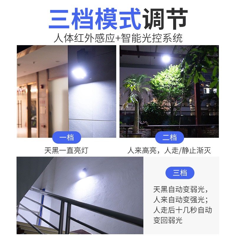 太阳能庭院户外灯人体感应小夜灯泡农村厕所照明家用室外防水壁灯