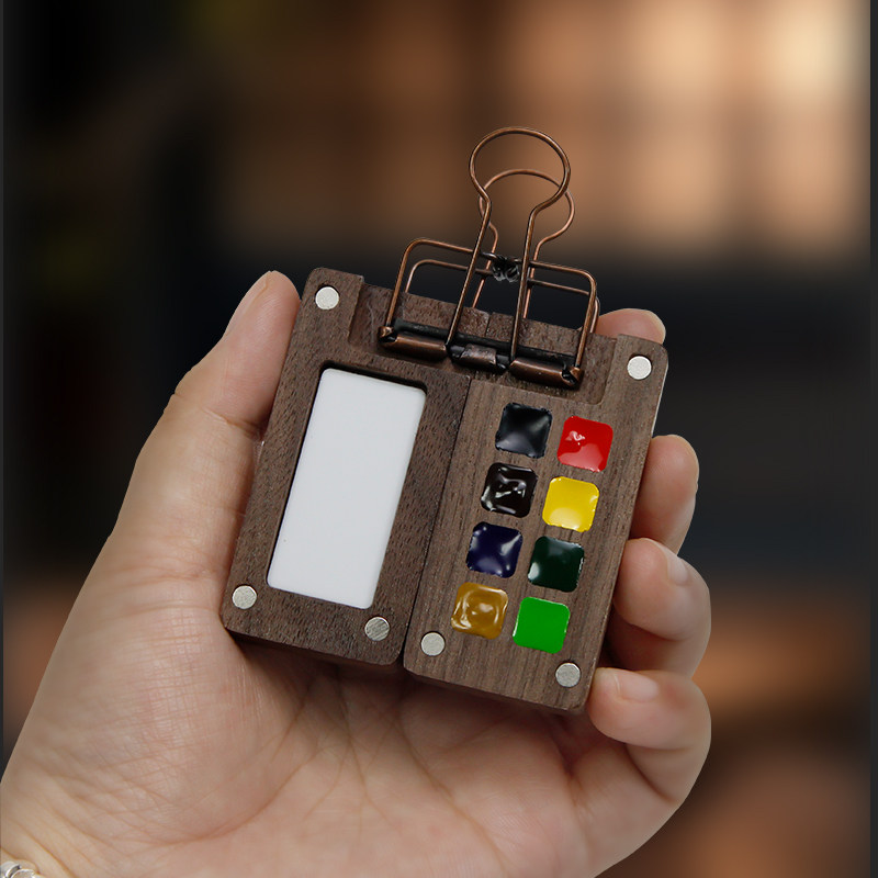 史明克迷你分装固体水彩颜料盒胡桃木12色月光宝盒随身便携8/15色,淘宝优惠券,粉丝福利购,淘宝优惠卷