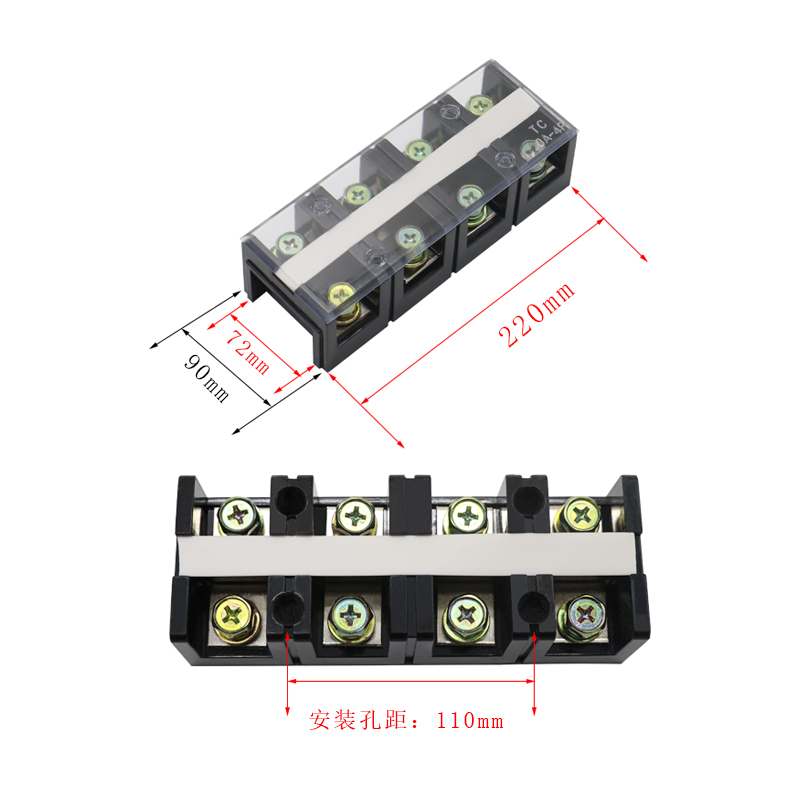 高档接线端子 TC4004 400A/4p纯铜件大电流接线排 配电箱电线接线 - 图0