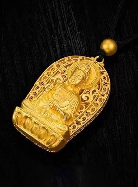 越南沙金观音菩萨像吊坠仿真金男女款项链直播电商工厂供货