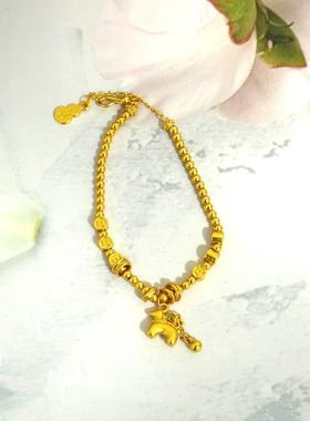 沙金饰品小众设计马上有钱手链轻奢感仿真金久不掉色手饰女