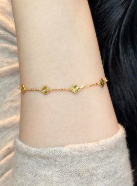 金色拉丝四叶花手链女2025新款