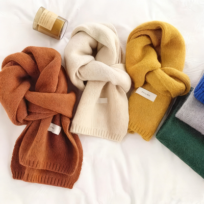 ins风针织围巾女秋冬高级感百搭保暖纯色围脖毛线男女通用韩版