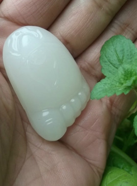项链知足常乐小脚丫挂件玉吊坠