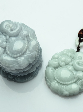 翡翠貔貅佛吊坠挂件带证书玉佛