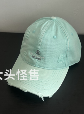 大头怪售春夏渐变棒球帽破洞加深鸭舌帽潮复古街头时尚帽子日韩系
