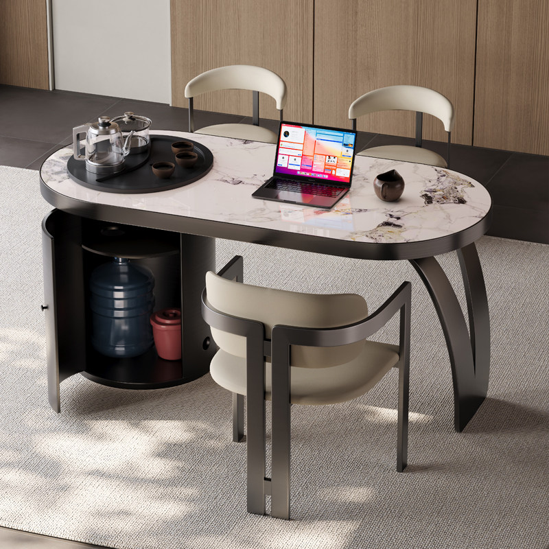 意式轻奢岩板茶台不锈钢现代简约家用办公功夫泡茶阳台茶桌椅组合,淘宝优惠券,粉丝福利购,淘宝优惠卷